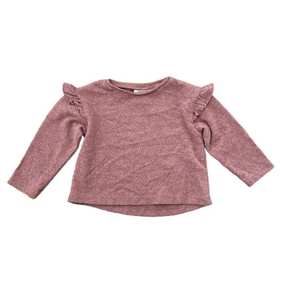 Zara Kids Girls Knit Ruffle Long Sleeve Pullover Top Size 9-12 Months Mauve Pink - Picture 1 of 6